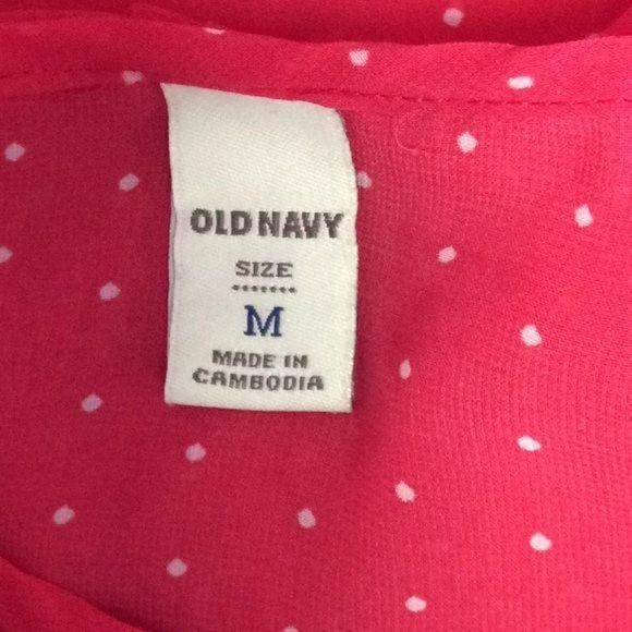 Old Navy Red Polka Dotted Ruffle Sleeve sleeveless medium Blouse - Picture 6 of 6